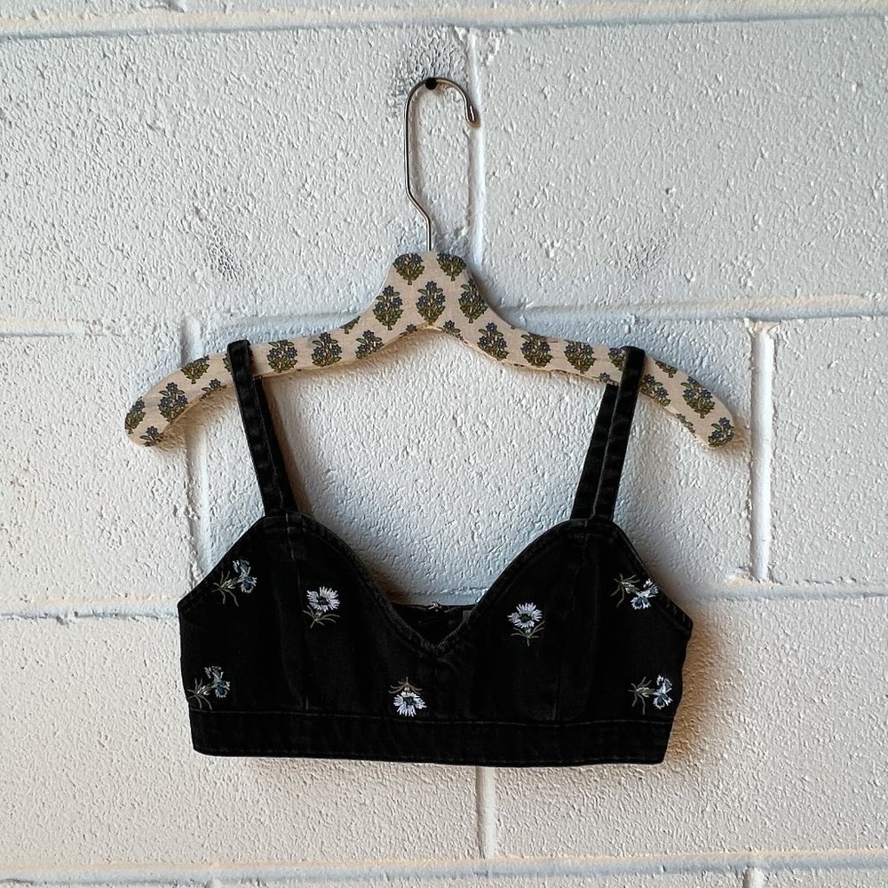 Topshop Moto Denim Daisy Bralette